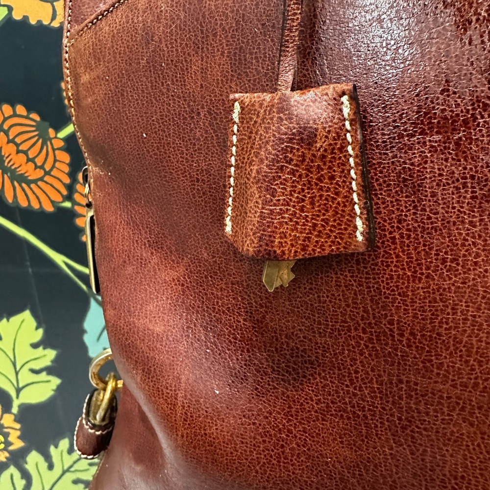 Vintage Salvatore Ferragamo Brown Leather Shoulder Tote with Lock & Key - Picture 6 of 15